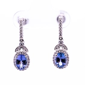 14K TANZANITE AND DIAMOND EARRINGS