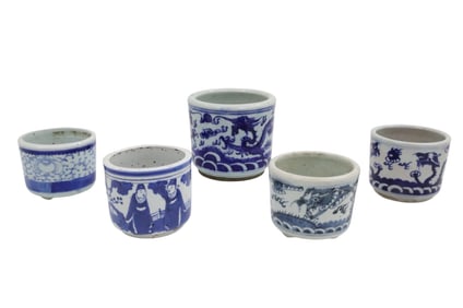 5PC CHINESE PORCELAIN BRUSH POTS