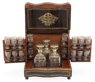 19PC INLAID ROSEWOOD TANTALUS