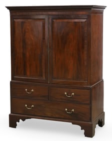ENGLISH MAHOGANY LINEN PRESS, 19TH C.