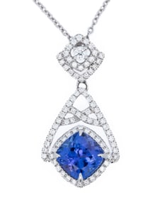 TANZANITE AND DIAMOND PENDANT NECKLACE