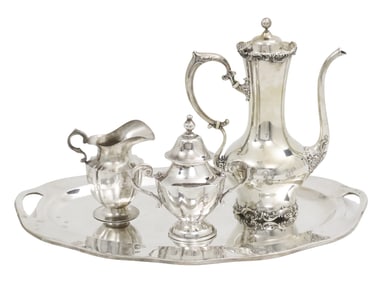 4PC STERLING SILVER TEA SERVICE, 64 T.O.W.