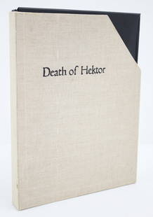 DEATH OF HEKTOR, BRIAN COFFEY, STANLEY HAYER: Portfolio of engravings titled Death of Hektor, a poem by Brian Coffey, illustrated by Stanley William Hayter, Guildford: Circle Press, 1979, number 184 of 300 unbound sets signed by the author and ar