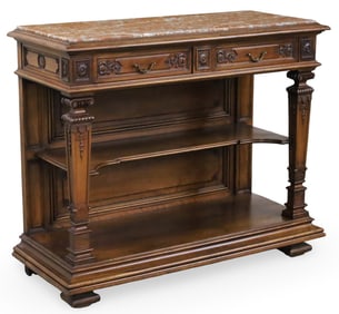 LOUIS XIV STYLE WALNUT DESSERT M/T BUFFET
