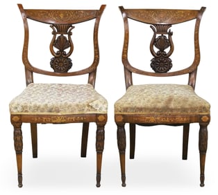 PAIR INLAID REGENCY SIDE CHAIRS