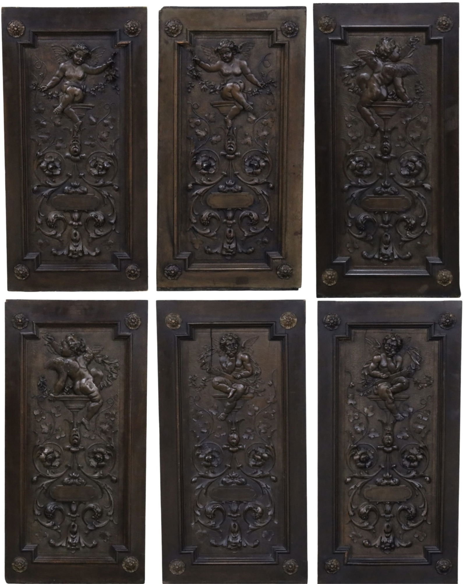 6 FRENCH CARVED WALNUT PANELS (1 of 6)