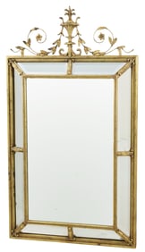 LOUIS XVI STYLE GILTWOOD BEVEL GLASS MIRROR
