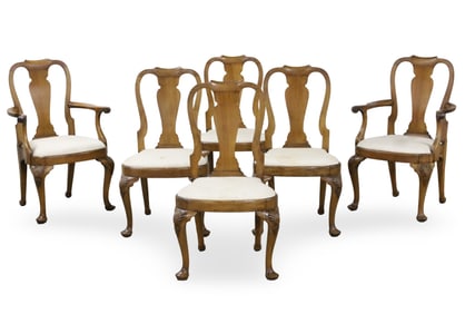 6 QUEEN ANNE STYLE DINING CHAIRS