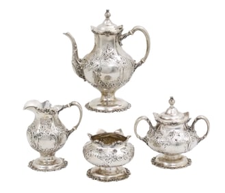 4PC STERLING SILVER TEA SERVICE, MAUSER, 83 T.O.W.