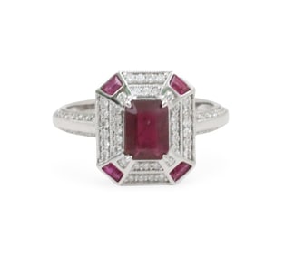 PLATINUM RUBY AND DIAMOND RING