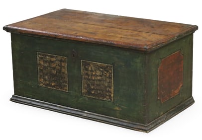 CONTINENTAL PAINTED BLANKET CHEST, 19TH C.