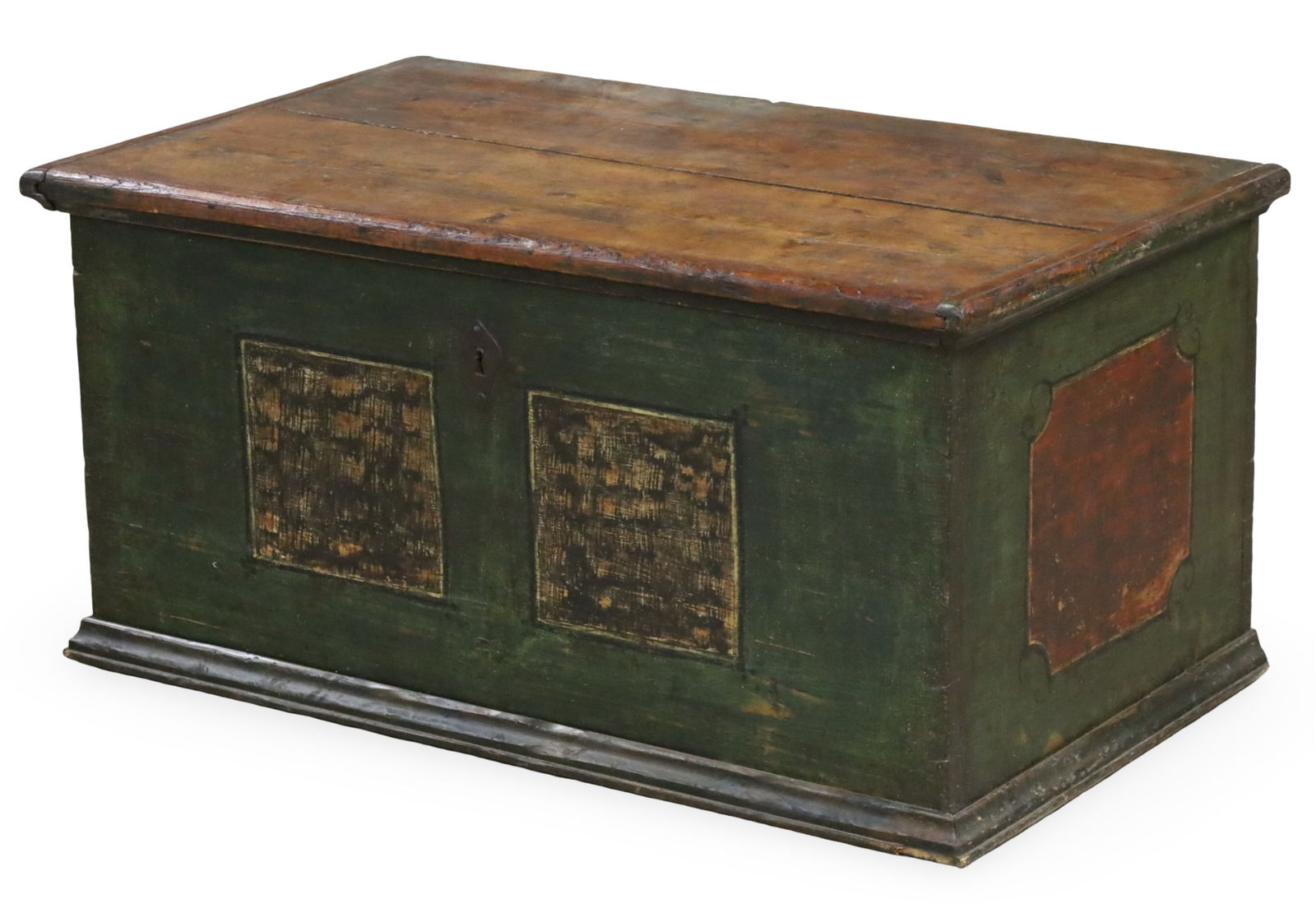 CONTINENTAL PAINTED BLANKET CHEST, 19TH C. (1 of 4)