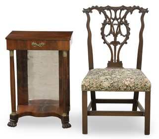 GEORGIAN CHAIR AND REGENCY CONSOLE, 19TH C.