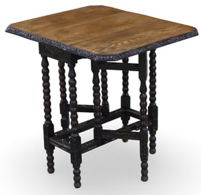 JACOBEAN OAK GATELEG PEMBROKE TABLE, 19TH C.