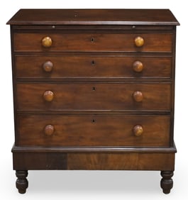 ENGLISH MAHOGANY CHEST OF DRAWERS, 19TH C.