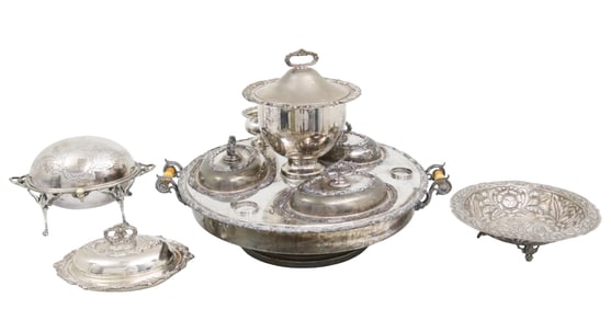 4PC LOT OF SILVER PLATED SERVICE WARE