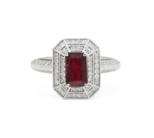 PLATINUM RUBY AND DIAMOND RING