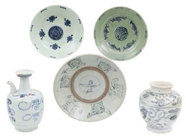 5PC ANTIQUE CHINESE PORCELAIN AND CERAMICS