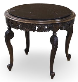 FRENCH WALNUT MARBLE TOP GUERIDON TABLE