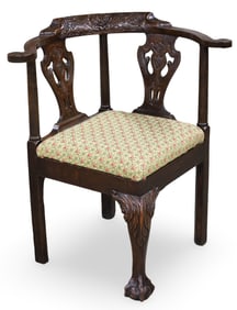 GEORGIAN MAHOGANY CORNER CHAIR, 19TH C.