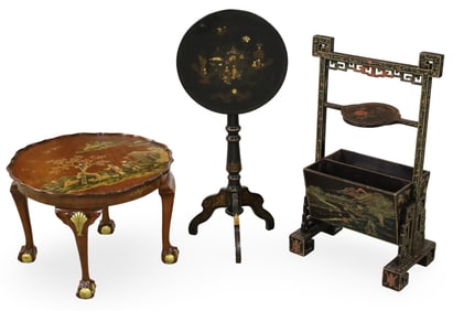 3PC LOT OF CHINOISERIE FURNISHINGS
