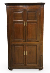 ENGLISH OAK CORNER CUPBOARD, 19TH C.