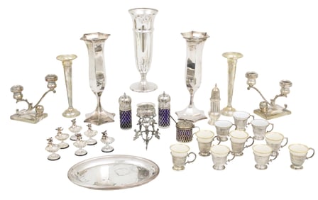 29PC LOT OF STERLING AND SILVER PLATE, 72 T.O.W.