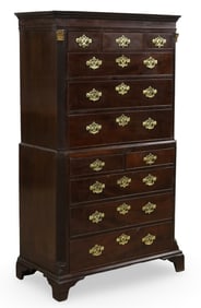 ENGLISH MAHOGANY CHEST ON CHEST, 19TH C.