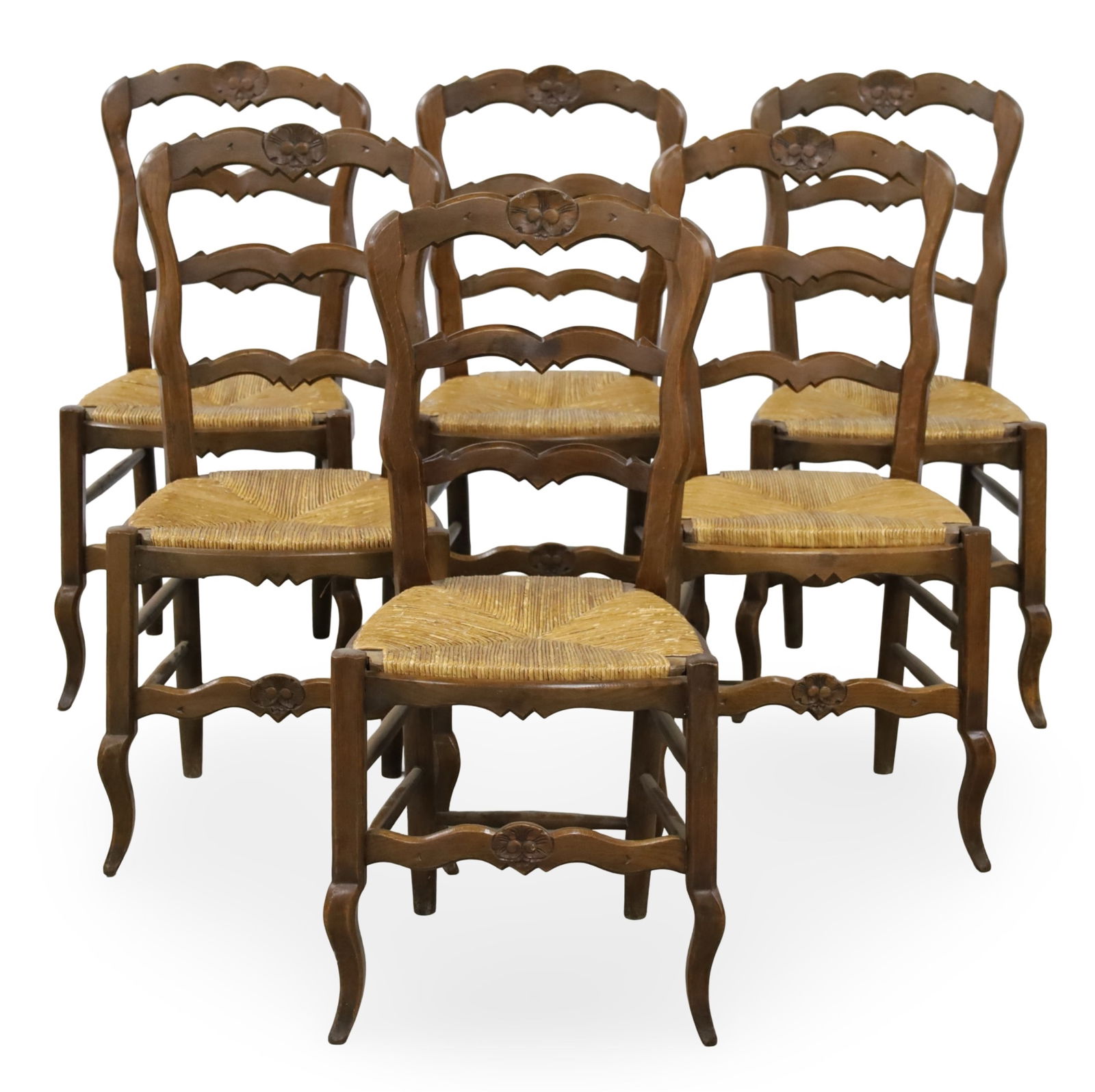 SET OF 6+2 PROVENCAL FRENCH WALNUT DINING CHAIRS (1 of 2)