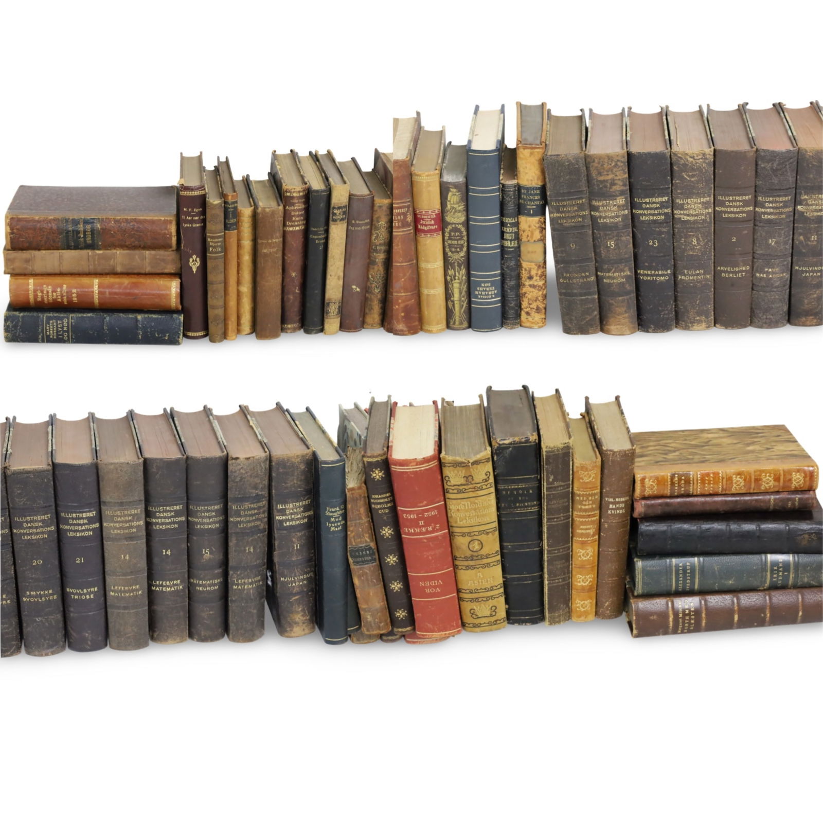50PC LOT OF ANTIQUE LEATHER BOUND BOOKS (1 of 6)