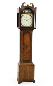 ENGLISH OAK GRANDFATHER CLOCK, 19TH C.