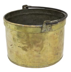 SIGNED FRENCH BRASS CAULDRON POT