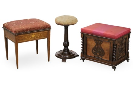 3 VICTORIAN PIANO STOOLS