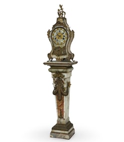 LOUIS XV STYLE BRACKET CLOCK AND PEDESTAL, 19TH C.