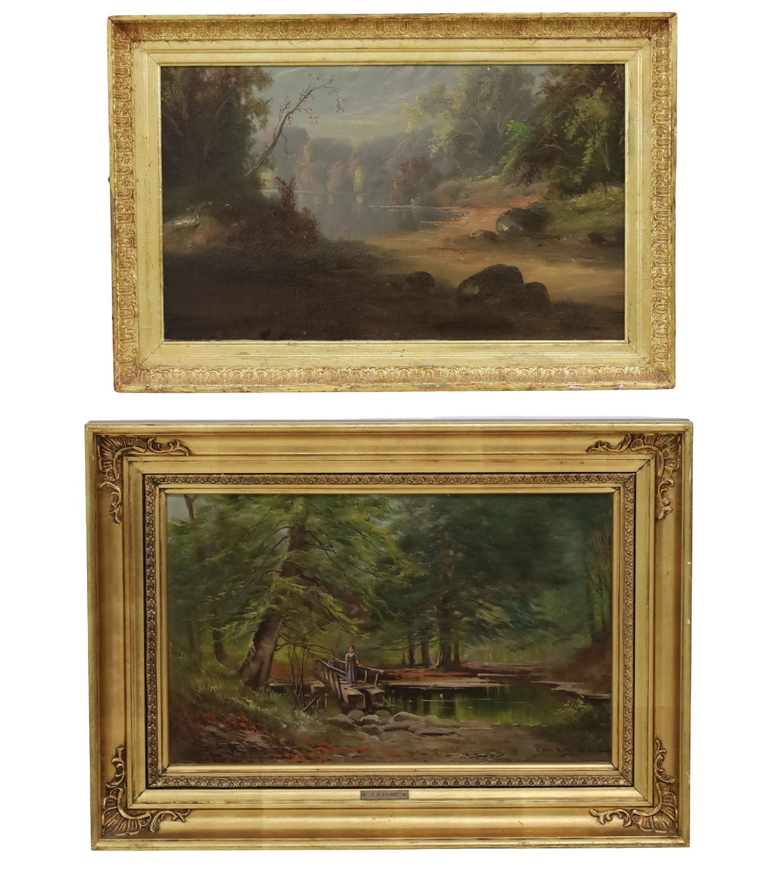 TWO SIGNED ANTIQUE OIL PAINTINGS (1 of 7)