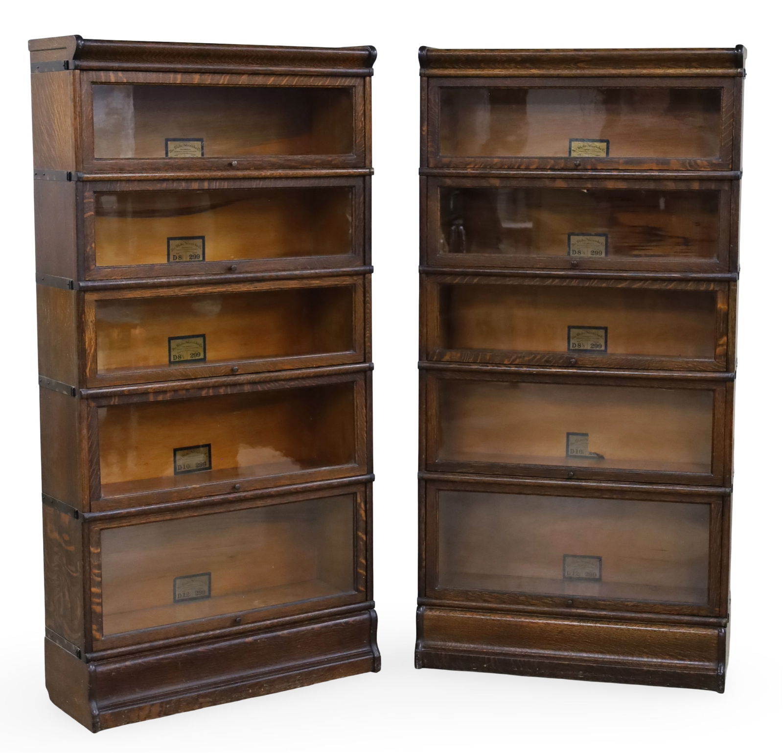 PAIR GLOBE WERNICKE OAK BARRISTER BOOKCASES (1 of 5)