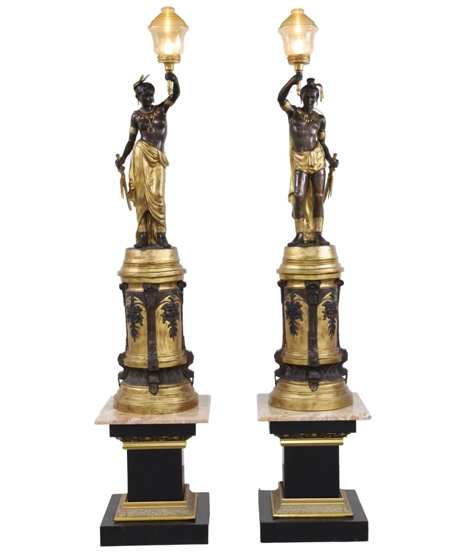 PR FRENCH BRONZE TORCHIERES, D'OSNE, AFTER SALMSON (1 of 9)