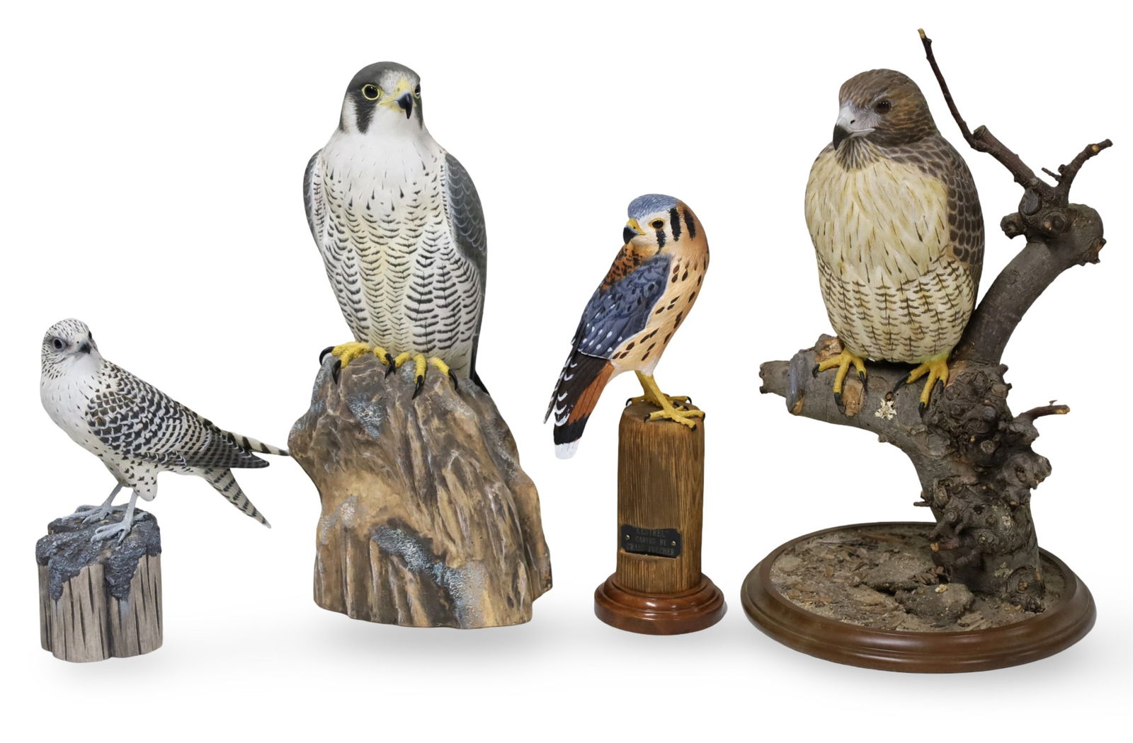 4PC FOLK ART BIRDS OF PREY, BIRDHUG, FULCHER (1 of 8)