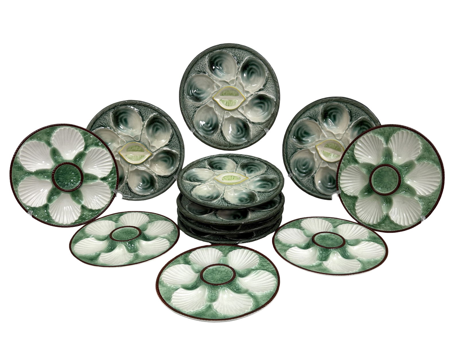 2 SETS OF GREEN OYSTER PLATES (1 of 3)