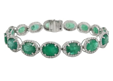 PLATINUM EMERALD & DIAMOND BRACELET