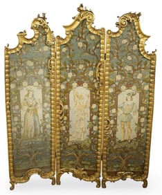 FRENCH GILTWOOD AND NEEDLEPOINT SCREEN