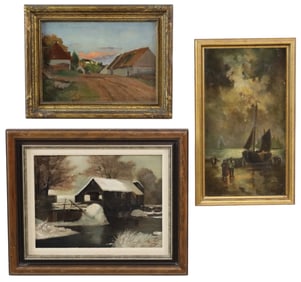 THREE OIL PAINTINGS, INCL. DUVENECK