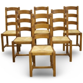 SIX COUNTRY FRENCH OAK DINING CHAIRS