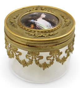 FRENCH GILT BRONZE AND ENAMEL JEWELRY BOX