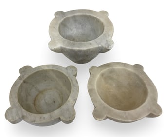 GROUP OF THREE FRENCH MARBLE MORTARS