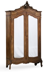 LOUIS XV STYE WALNUT MIRROR DOOR ARMOIRE