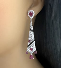 BURMESE RUBY AND DIAMOND EARRINGS, GIA