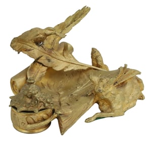 JULES MOIGNIEZ GILT BRONZE INKWELL