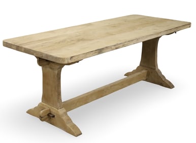 RUSTIC FRENCH OAK FARMHOUSE TRESTLE TABLE