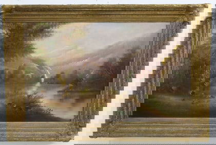 ENGLISH OIL ON CANVAS LANDSCAPE PTG, 19TH C.